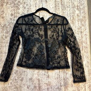 Black Sheer Floral Long Sleeve